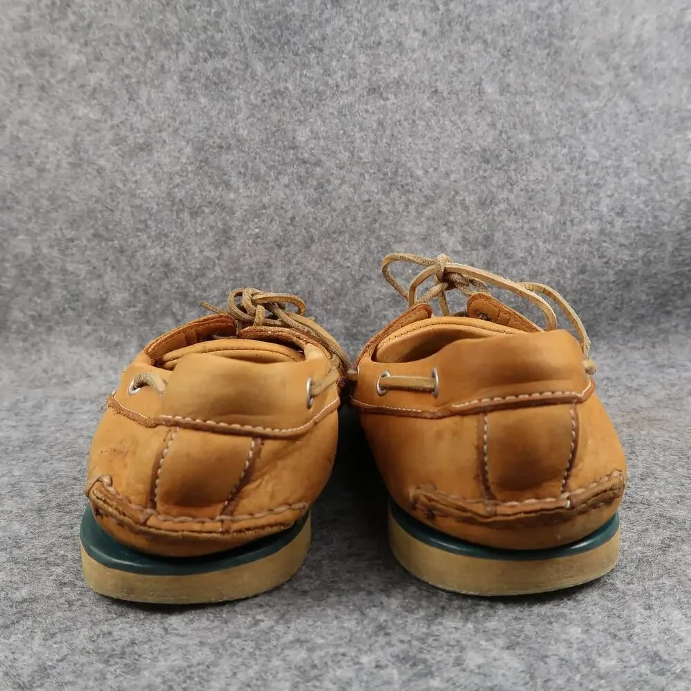 Timberland Boat Shoes Mens 9 Leather Casual Moc Toe Two Eye Brown Retro Classic